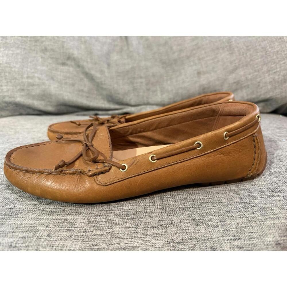 Clarks C Mocc Womens 9 Tan Leather Rawhide Laces Slip On Shoes - Picture 4 of 10